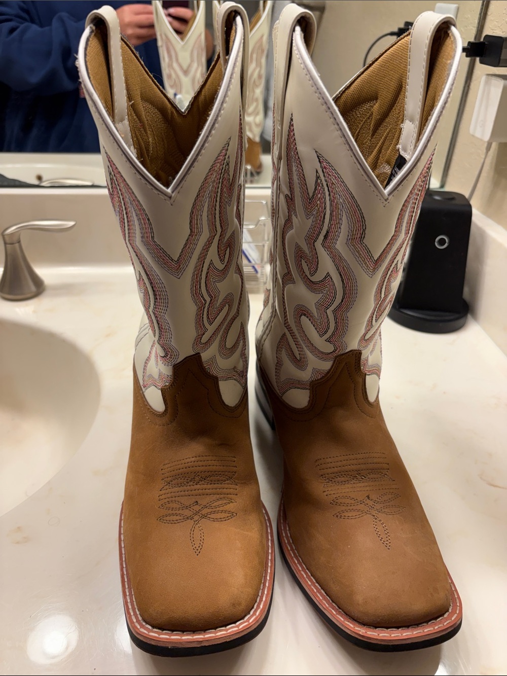 Laredo Two-Tone Brown and White Western Cowboy Boots
